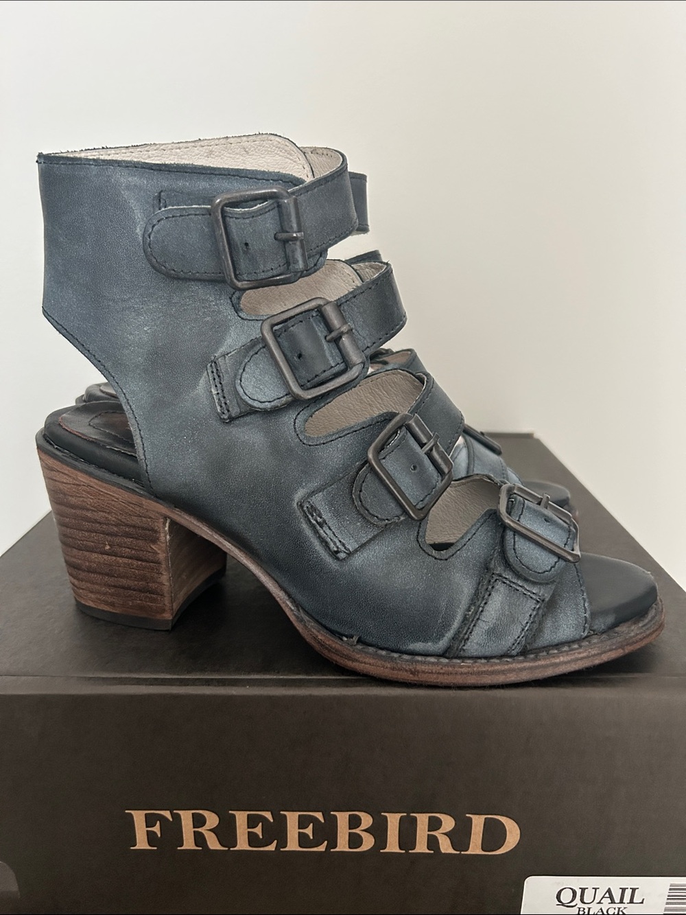 Freebird by Steven Gray Leather Multi-Buckle Block Heel Sandal